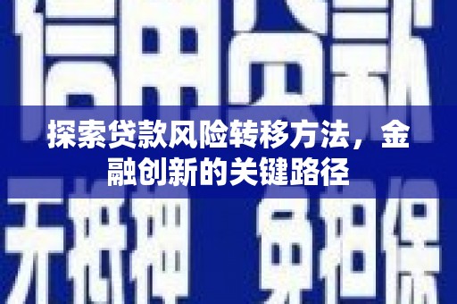 昌宁探索贷款风险转移方法，金融创新的关键路径